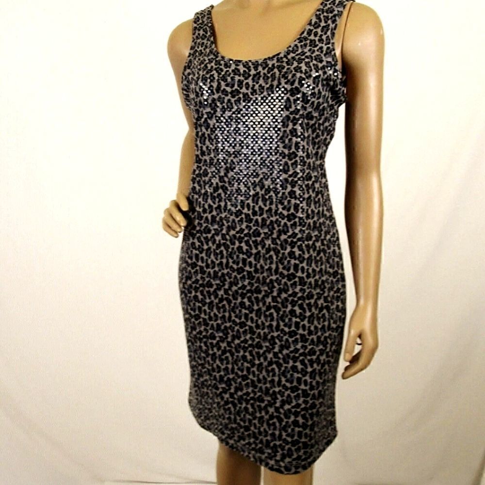 Express Sequined  Animal Print Tank Dress